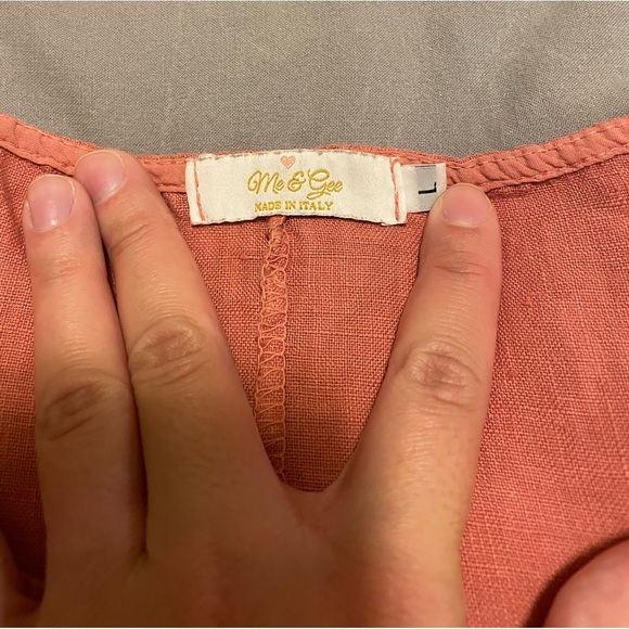 Me & Gee salmon pink long linen dress, size L - Picture 2 of 5